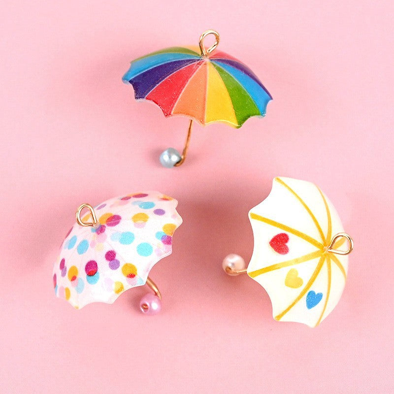Mini realistic multi-color small umbrella doll house DIY miniature flower umbrella earrings, necklaces, keychains, DIY accessories