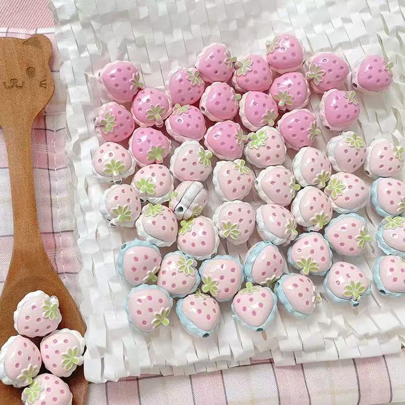 Strawberry Shape Metal Beads for DIY key Ring