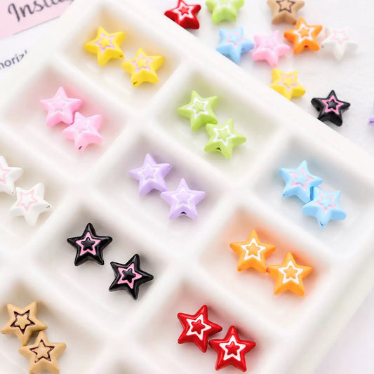 Colorful metal double layers star beads