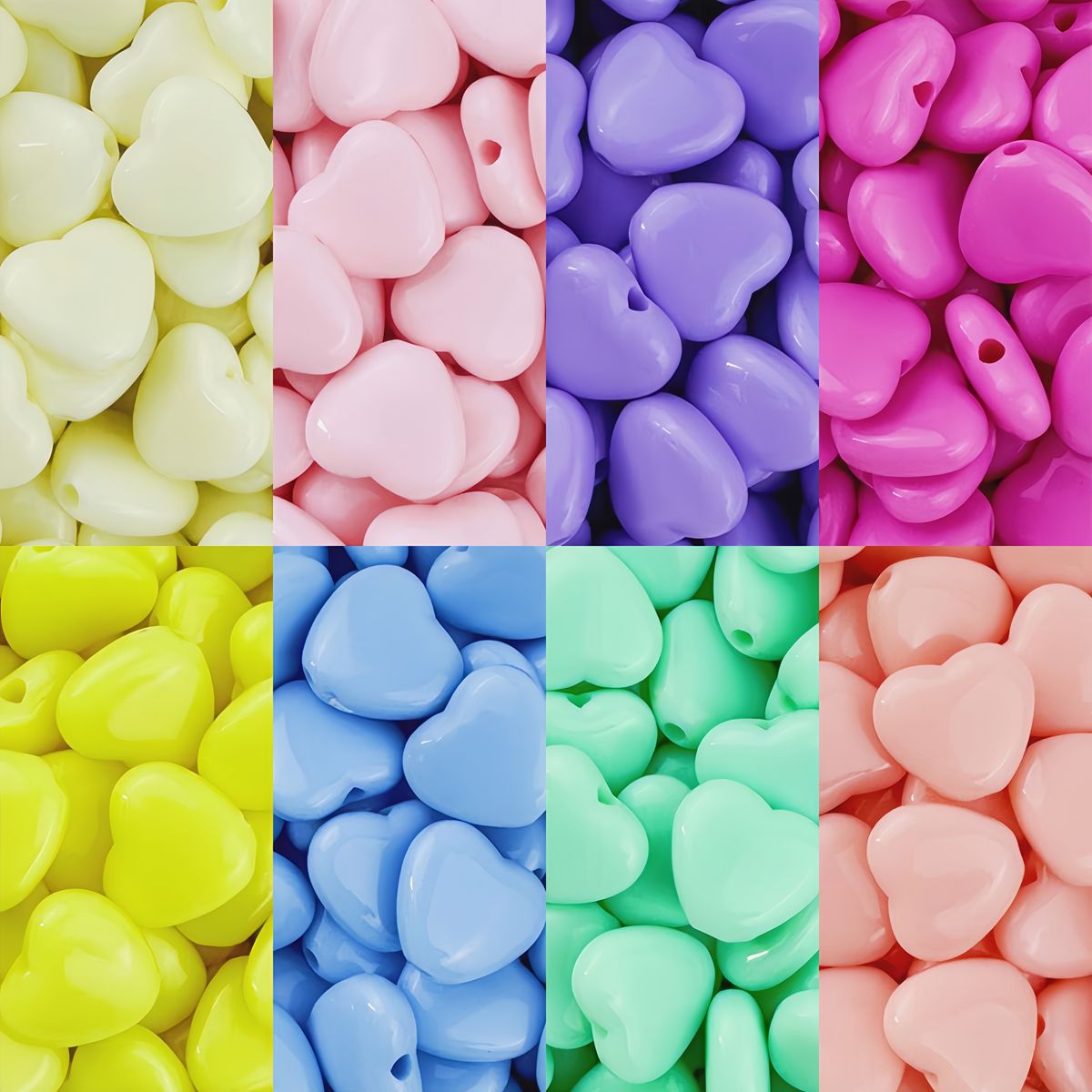 9mm - 12mm Acrylic heart-shaped vertical-hole love beads in bulk, loose string beads for DIY jewelry accessories, handmade materials