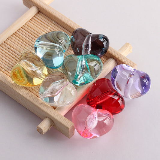 UV gloss coating through-hole large heart-shaped beads for DIY heart-shaped bracelet necklace